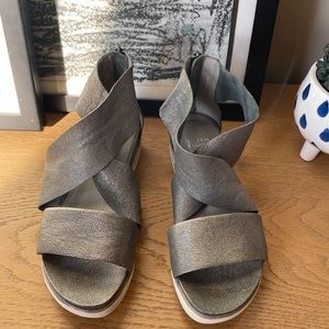 Eileen Fisher Sport Wide-Strap Leather Sandals